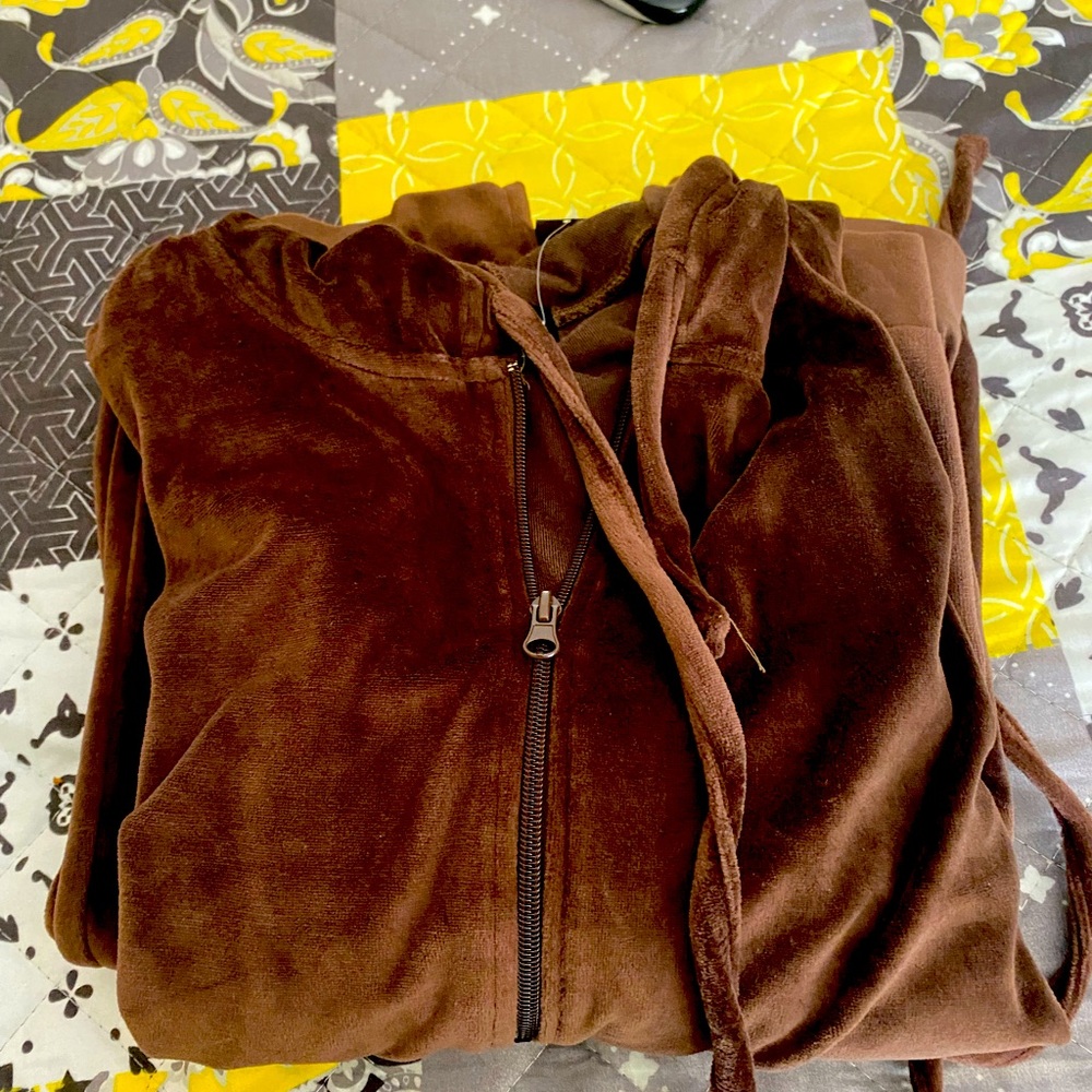 Brown velour jogging suit